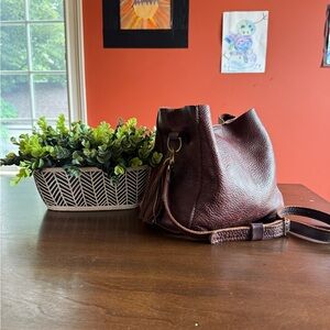 Portland Leather Butterfly Bucket Bag and Tassel Keychain